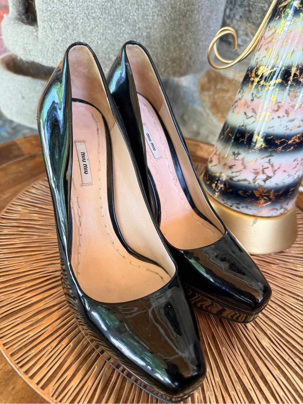 Miu Miu patent leather platform pumps size 37 euro.. 6.5/7 American